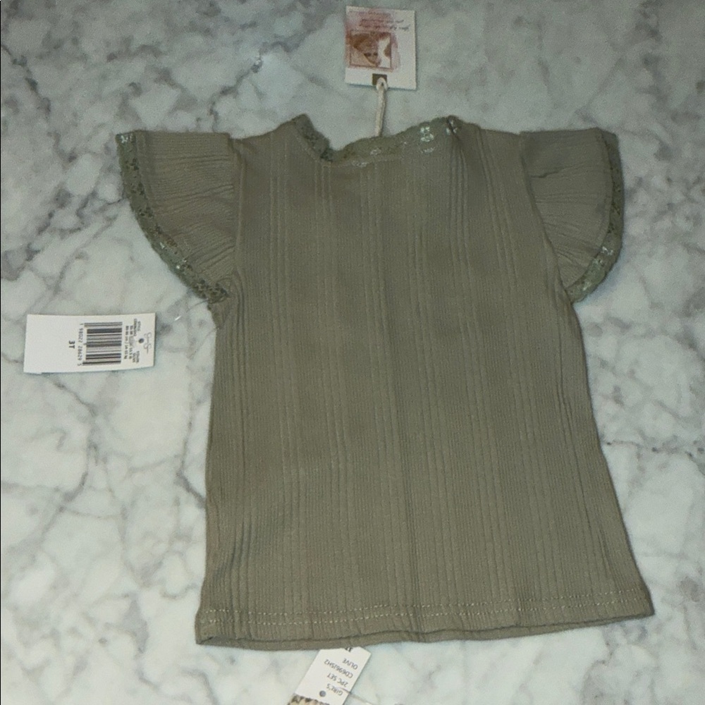 NWT Jessica Simpson Olive and Cream Floral Short Outfit 3Y - Picture 7 of 7